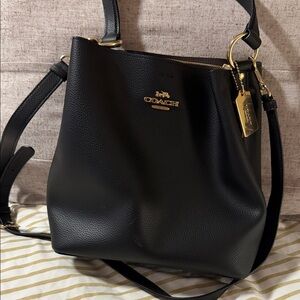 Coach Black Pebbled Leather Shoulder Bag with Gold Hardware